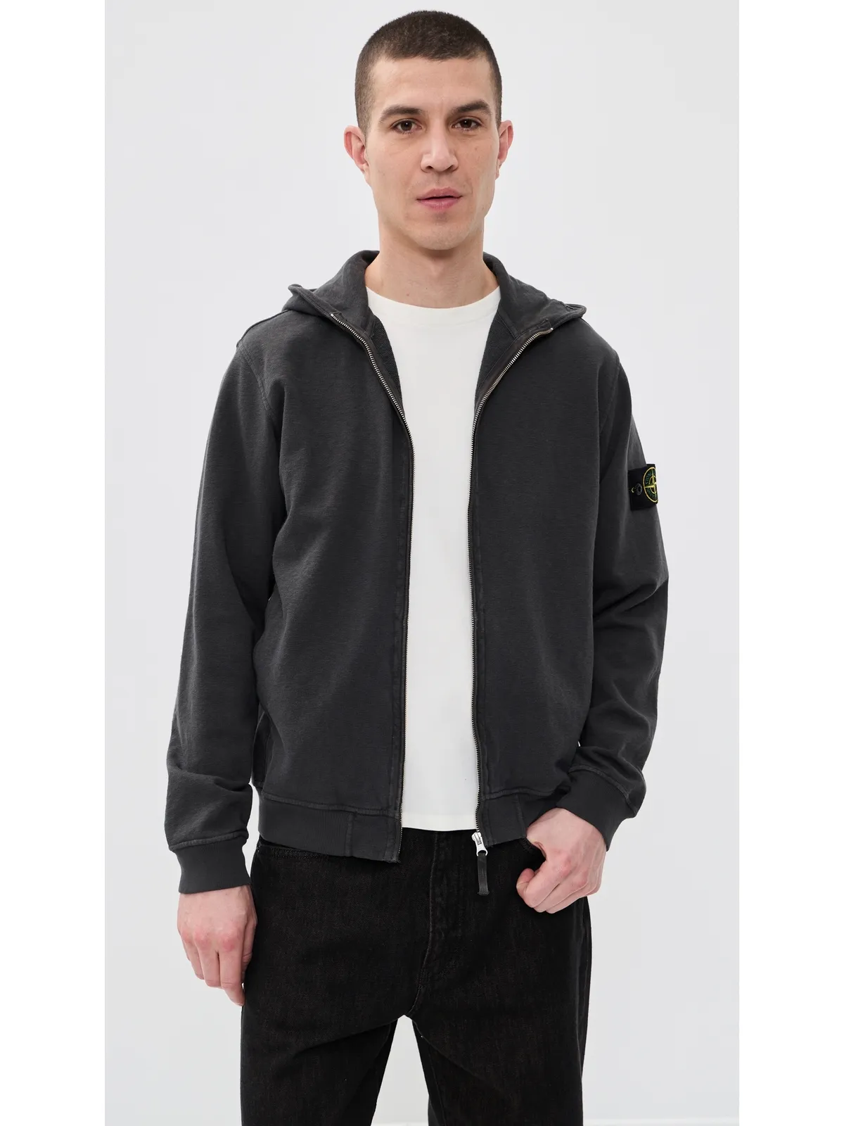 Stone Island マルファイル コットン ジップフーディ - 画像2