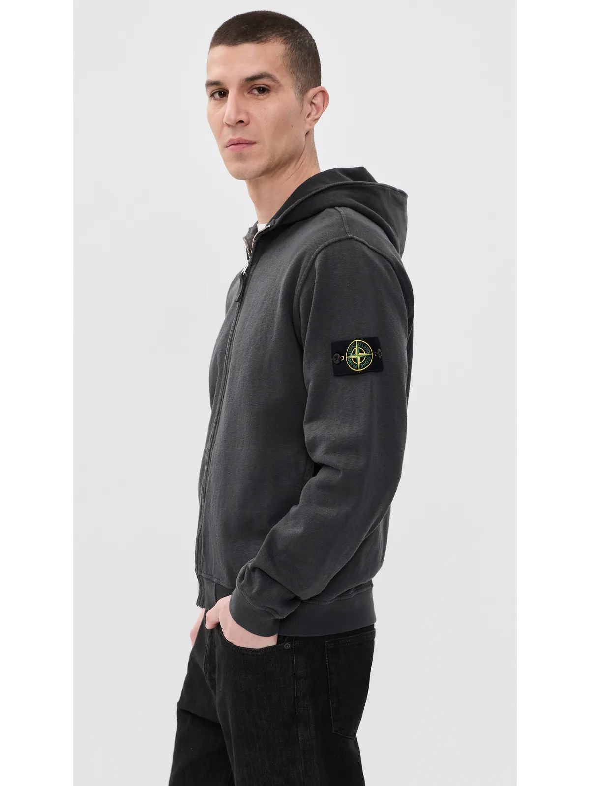 Stone Island マルファイル コットン ジップフーディ - 画像4