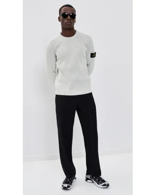 Stone Island コットン ブークレ セーター リブ編み メランジパールグレー - サムネイル5