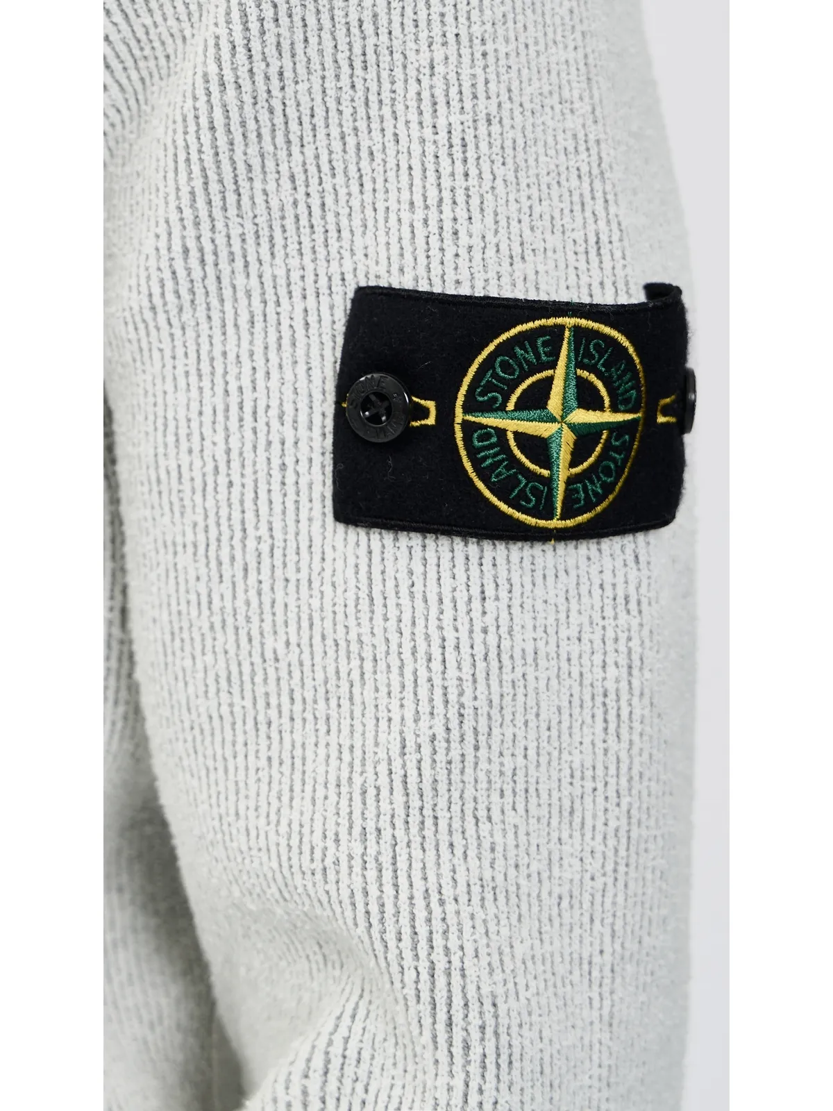 Stone Island コットン ブークレ セーター リブ編み メランジパールグレー - 画像6