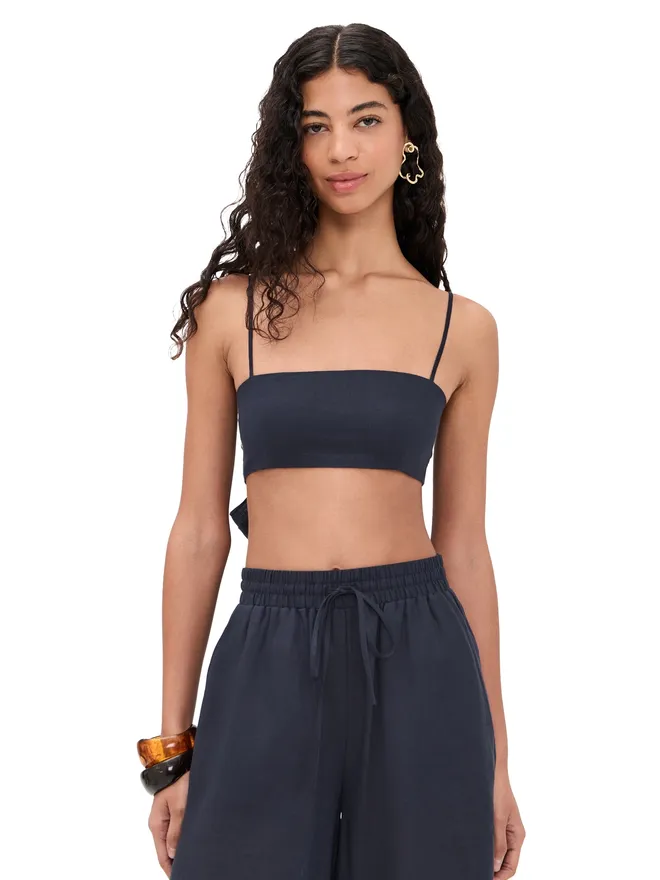 Susana Monaco Susana Monaco リネン100% ティーバックトップ ミッドナイトの商品画像