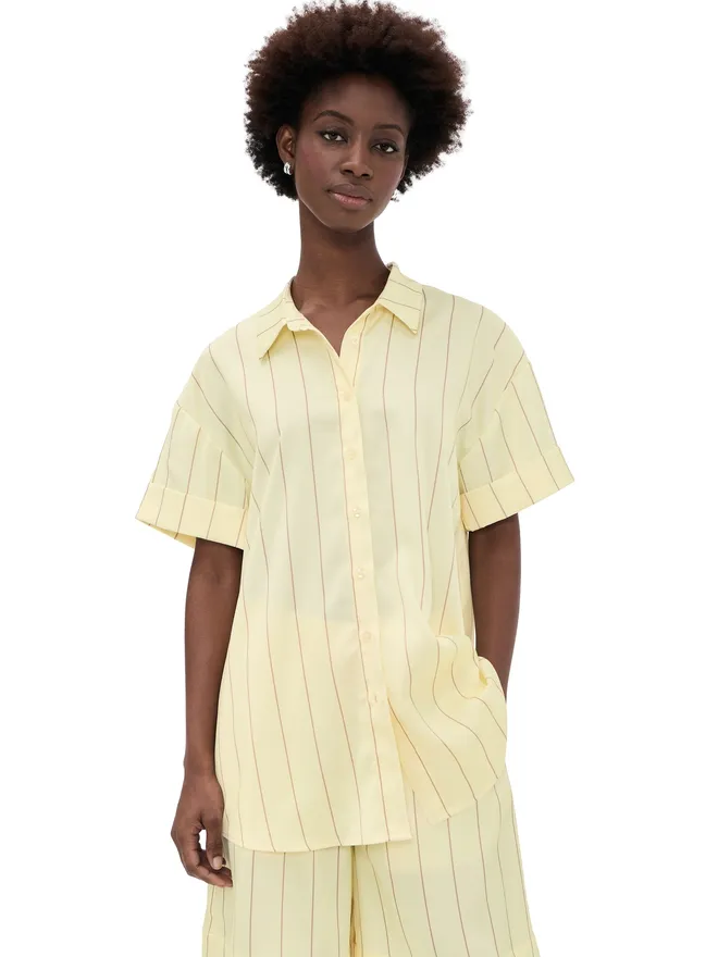 Susana Monaco Susana Monaco クランクルサテンストライプ ボタンダウンシャツの商品画像