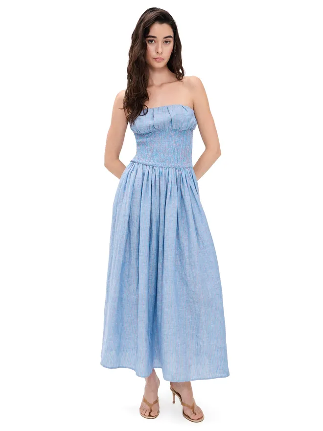Susana Monaco Susana Monaco ストライプリネンマキシドレスの商品画像