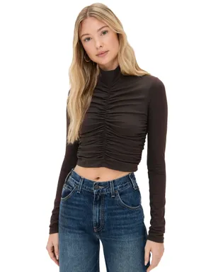 Susana Monaco モックネック ギャザー入りトップ - サムネイル1