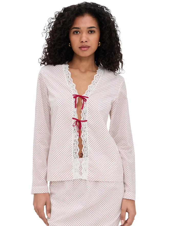 Posse POSSE Marlowe Blouse クリーム＆レッド ポルカドットの商品画像