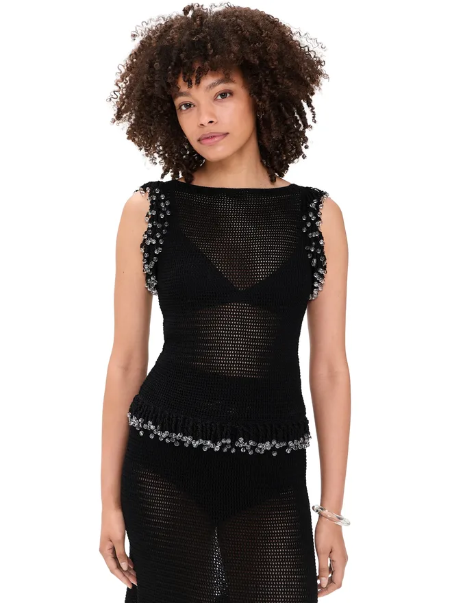 Paris Georgia Paris Georgia フリンジトップ ブラックの商品画像
