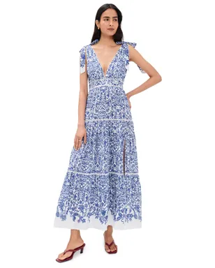 Poupette St Barth ペルラ ロングドレス ブルー ティア - サムネイル1