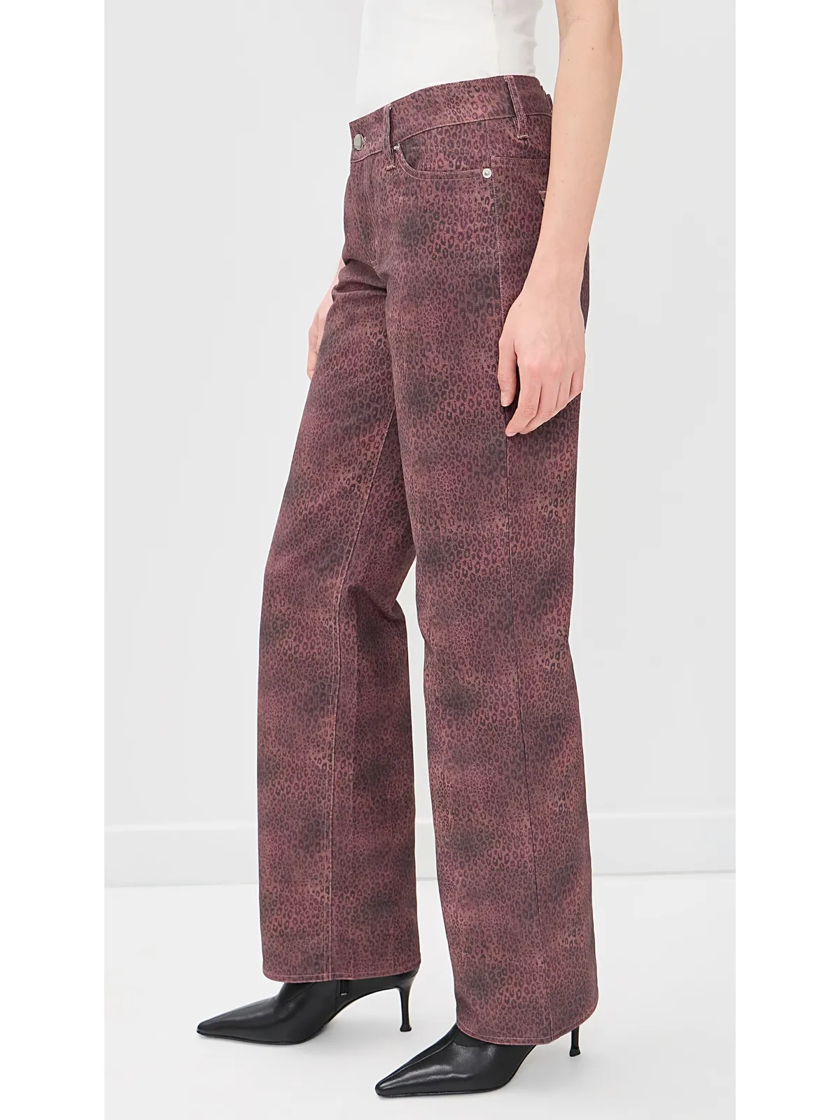 Peachy Den シシリー ストレートレッグパンツ レッドレオパード柄 - 画像4