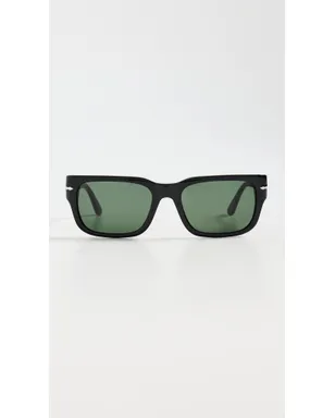 Persol サルトリア レクタンギュラー サングラス ブラック/グリーン - サムネイル2