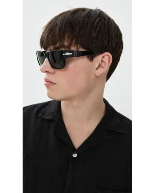 Persol サルトリア レクタンギュラー サングラス ブラック/グリーン - サムネイル3