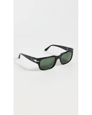Persol サルトリア レクタンギュラー サングラス ブラック/グリーン - サムネイル4