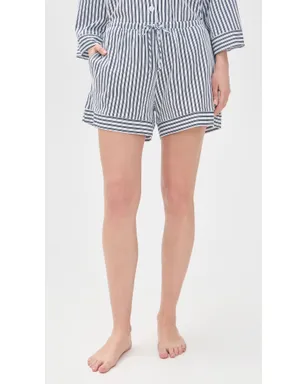 Petite Plume Pima Olivia Short Pajama Set White/Navy Stripe - サムネイル5