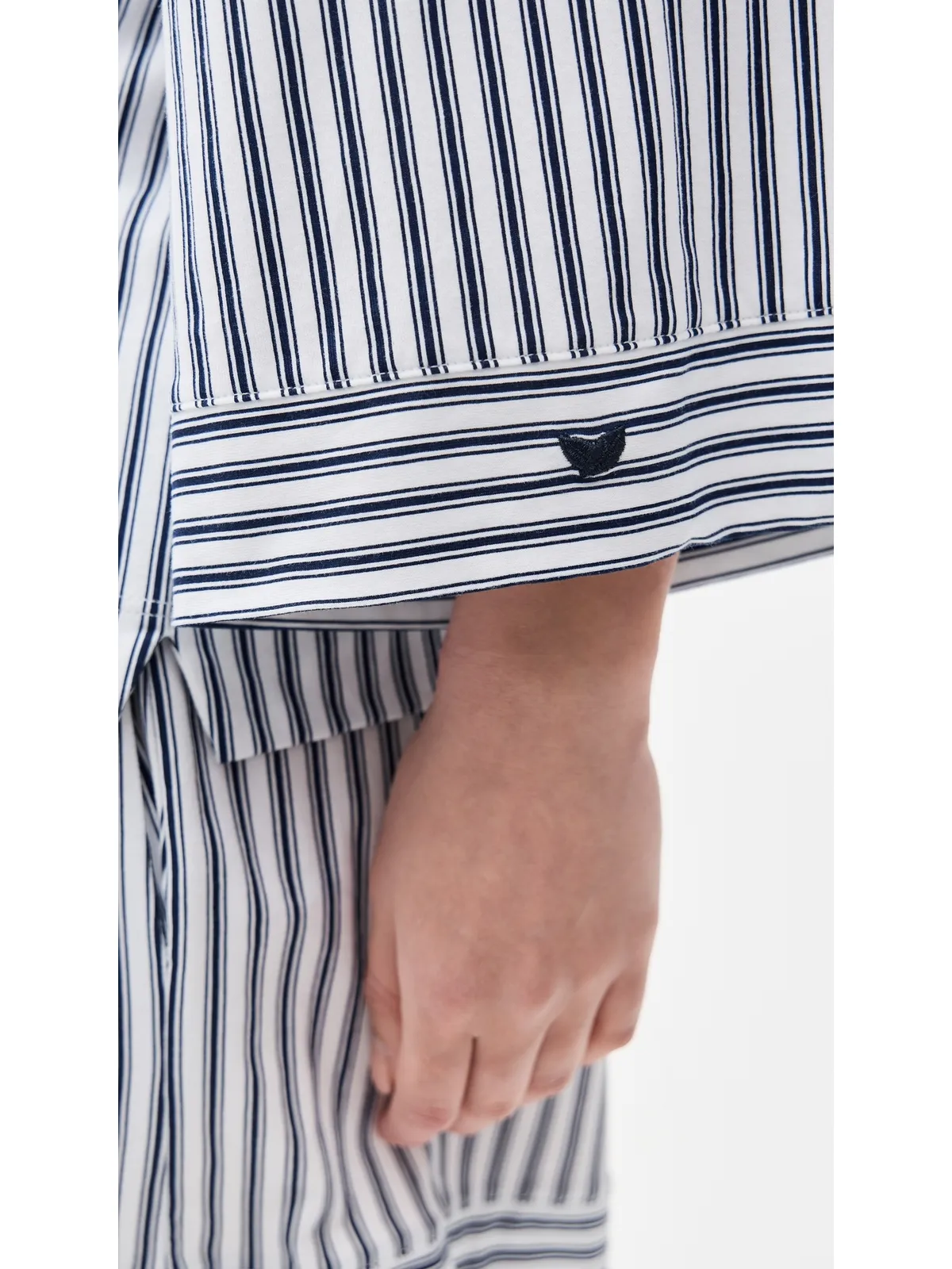Petite Plume Pima Olivia Short Pajama Set White/Navy Stripe - 画像6