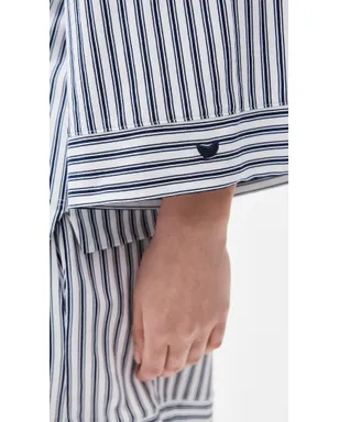 Petite Plume Pima Olivia Short Pajama Set White/Navy Stripe - サムネイル6