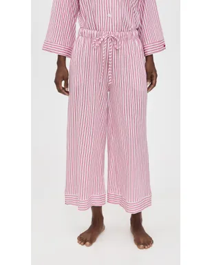 Petite Plume Luxe ピマ アンティーク ティッキング ワイドレッグ パジャマセット アンティークレッド - サムネイル5