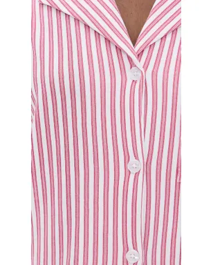 Petite Plume Luxe ピマ アンティーク ティッキング ワイドレッグ パジャマセット アンティークレッド - サムネイル6