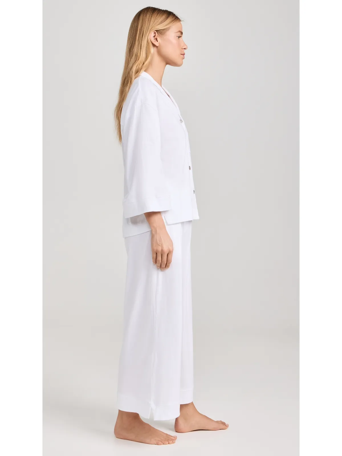 Petite Plume Luxe ピマホワイト ワイドレッグ パジャマセット - 画像4