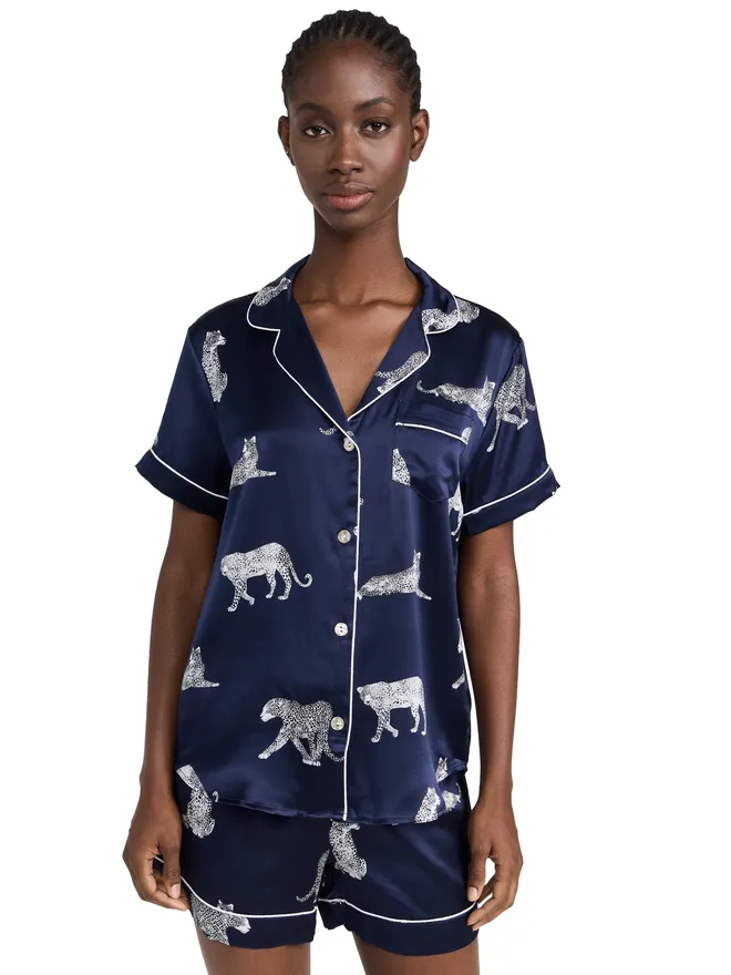 Petite Plume Petite Plume シルク パンテール・ド・ヌイット クラシック ショーツ パジャマセットの商品画像
