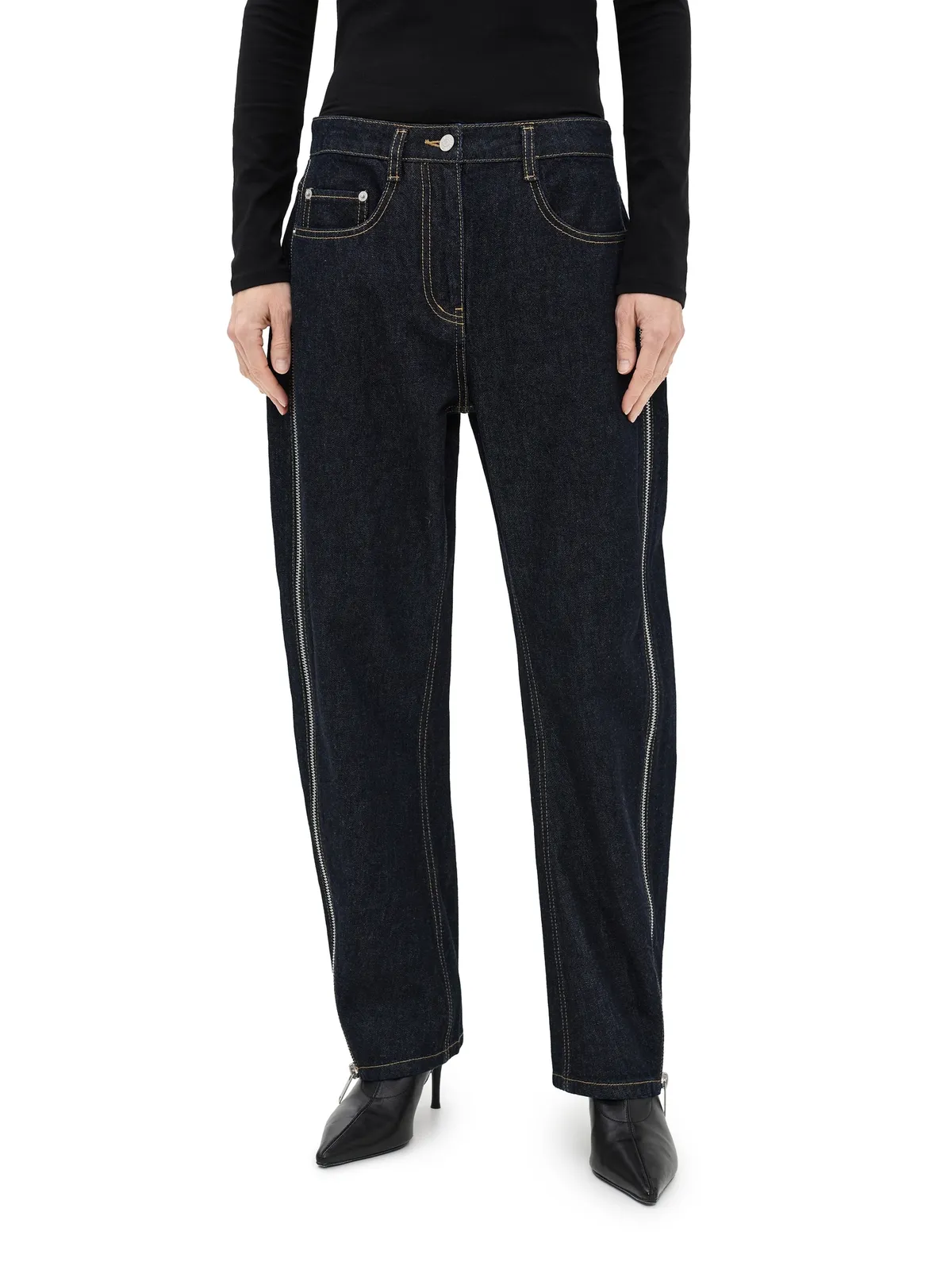 3.1 Phillip Lim デニム曲線フィット ペティットジーンズ（ジッパー付き） - 画像1