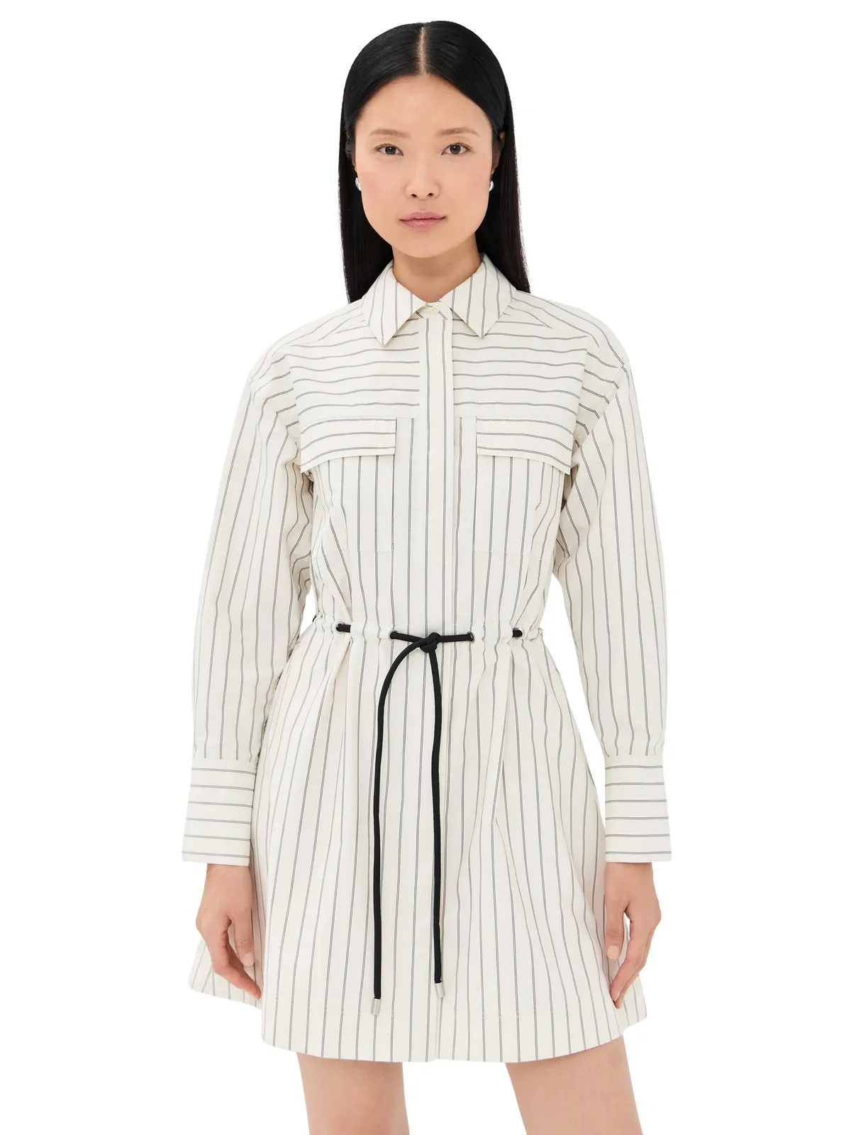 3.1 Phillip Lim クリーム系マルチカラーの長袖ベルト付きシャツドレス - 画像1