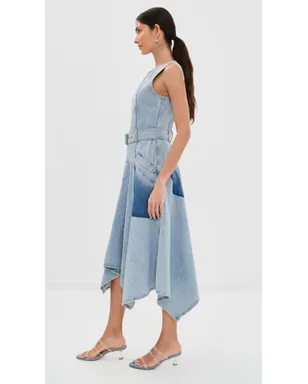 3.1 Phillip Lim ゴーストパッチ ノースリーブ ベルト付き デニムドレス ライトブルー - サムネイル5