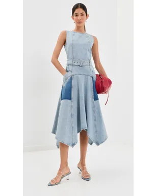 3.1 Phillip Lim ゴーストパッチ ノースリーブ ベルト付き デニムドレス ライトブルー - サムネイル6