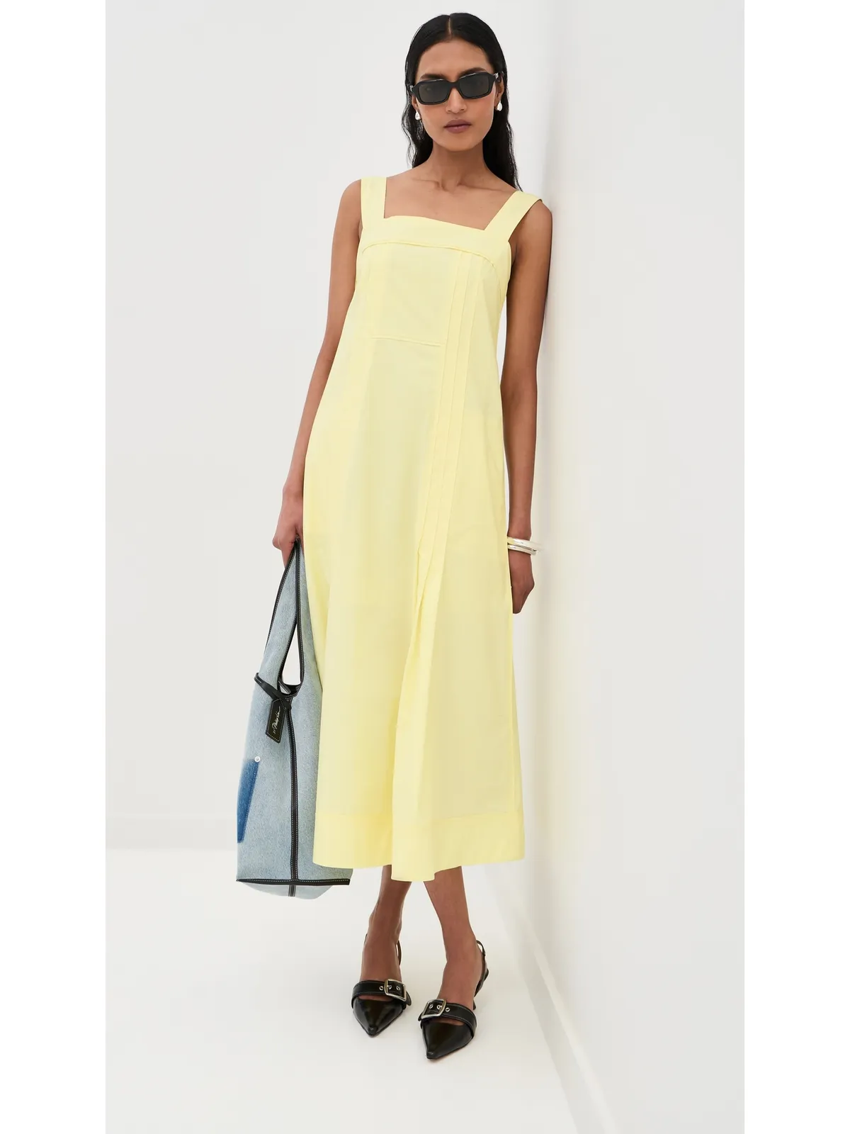 3.1 Phillip Lim スクエアネック・ストラクチャード・コットン・ミディ・ドレス - 画像5