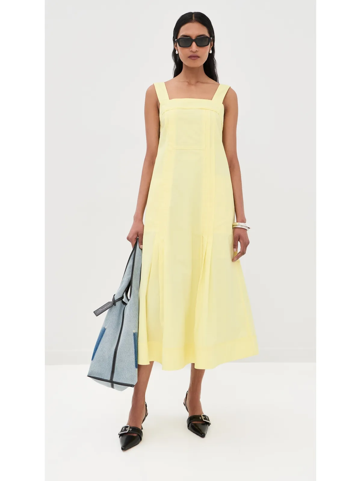 3.1 Phillip Lim スクエアネック・ストラクチャード・コットン・ミディ・ドレス - 画像2