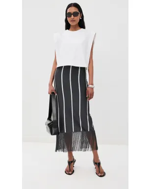 3.1 Phillip Lim ストライプ ミディ丈スカート フリンジ付き Slate Multi - サムネイル5