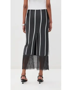 3.1 Phillip Lim ストライプ ミディ丈スカート フリンジ付き Slate Multi - サムネイル3