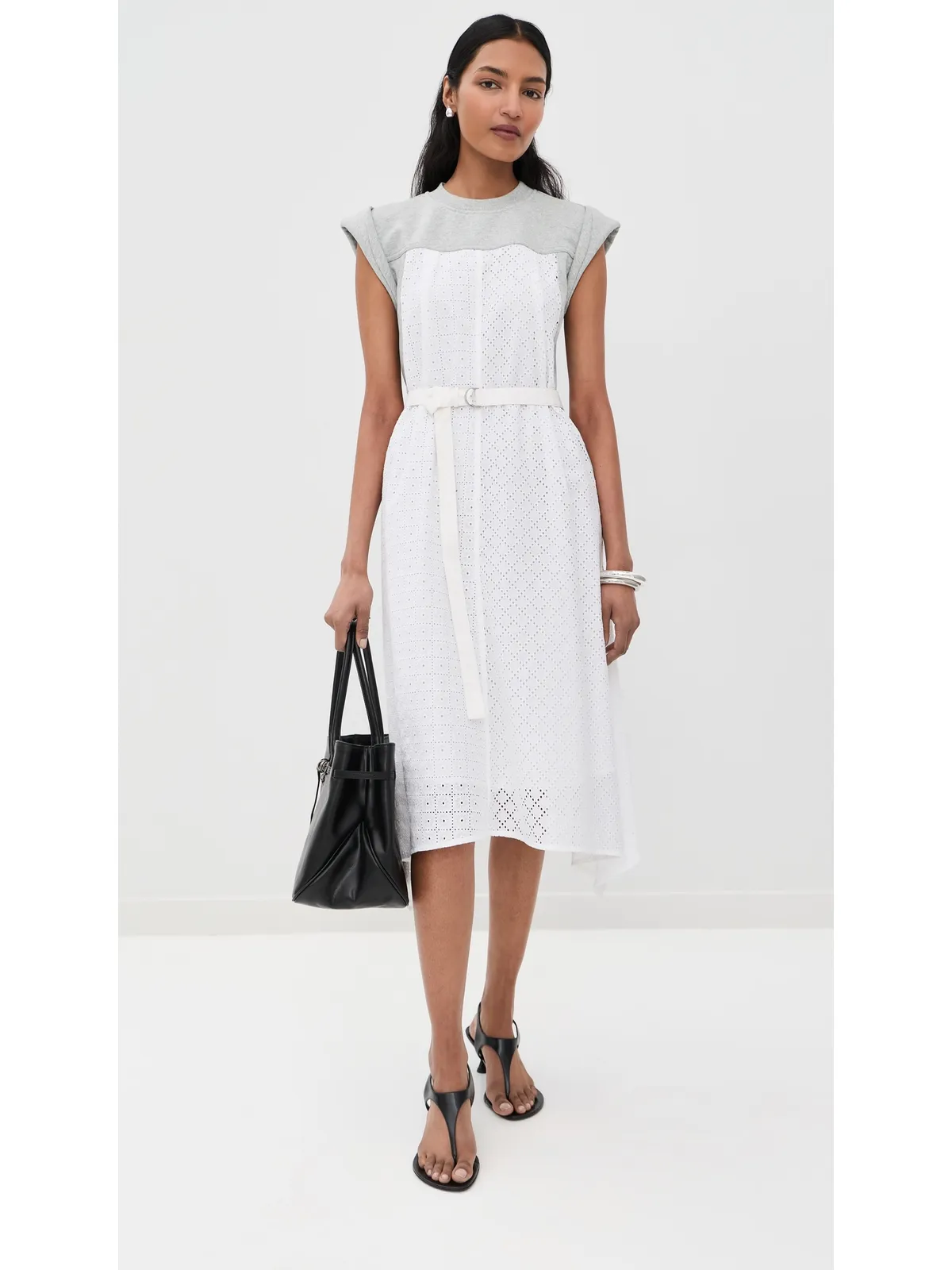 3.1 Phillip Lim ノースリーブ ミディドレス ブロデリー・アングレーズ フレンチテリー - 画像5