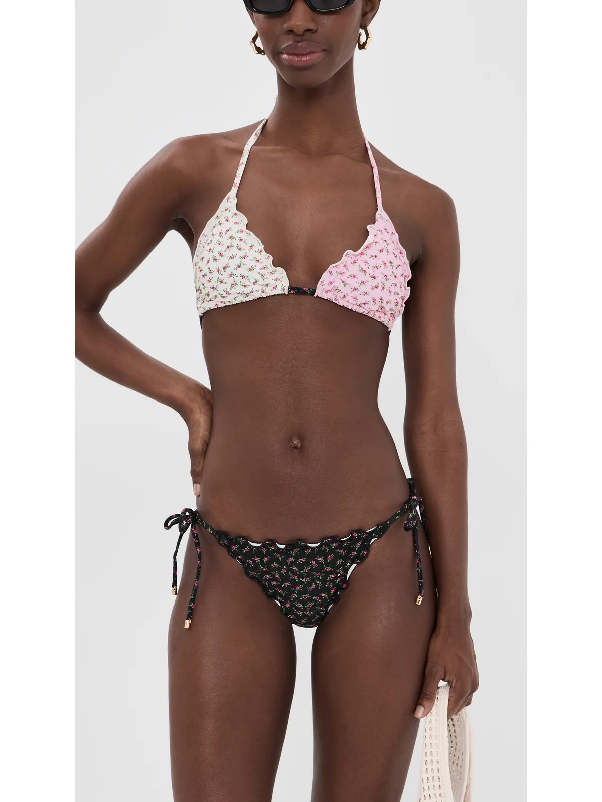 PQ Swim Lettuce Edge Triangle Top Rosebud M - 画像5