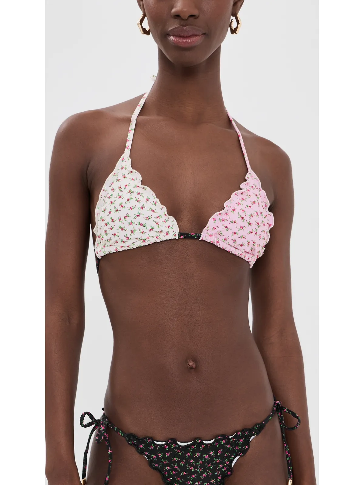 PQ Swim Lettuce Edge Triangle Top Rosebud M - 画像2