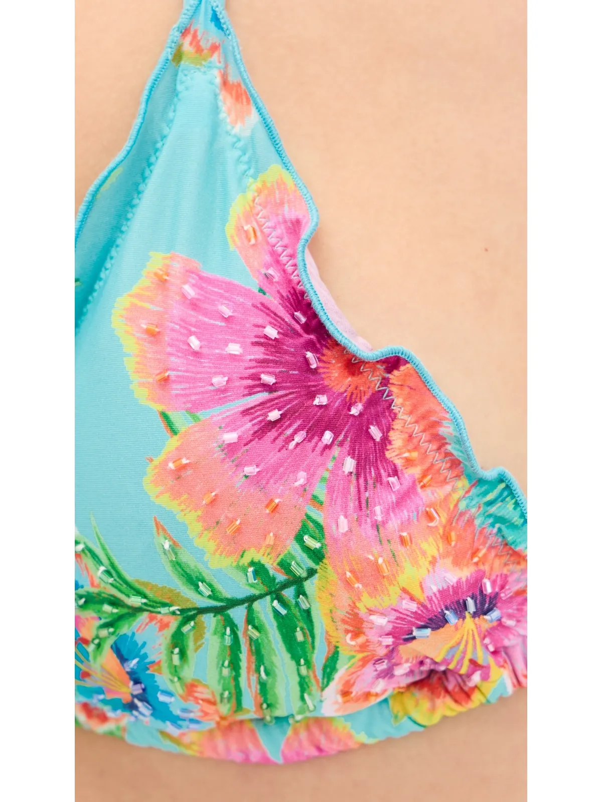 PQ Swim 刺繍入り レタスエッジ トライアングル ビキニトップ - 画像6