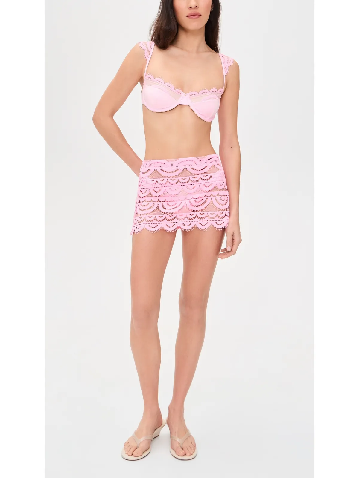 PQ Swim Gia レース アンダーワイヤー トップ ローズ - 画像5