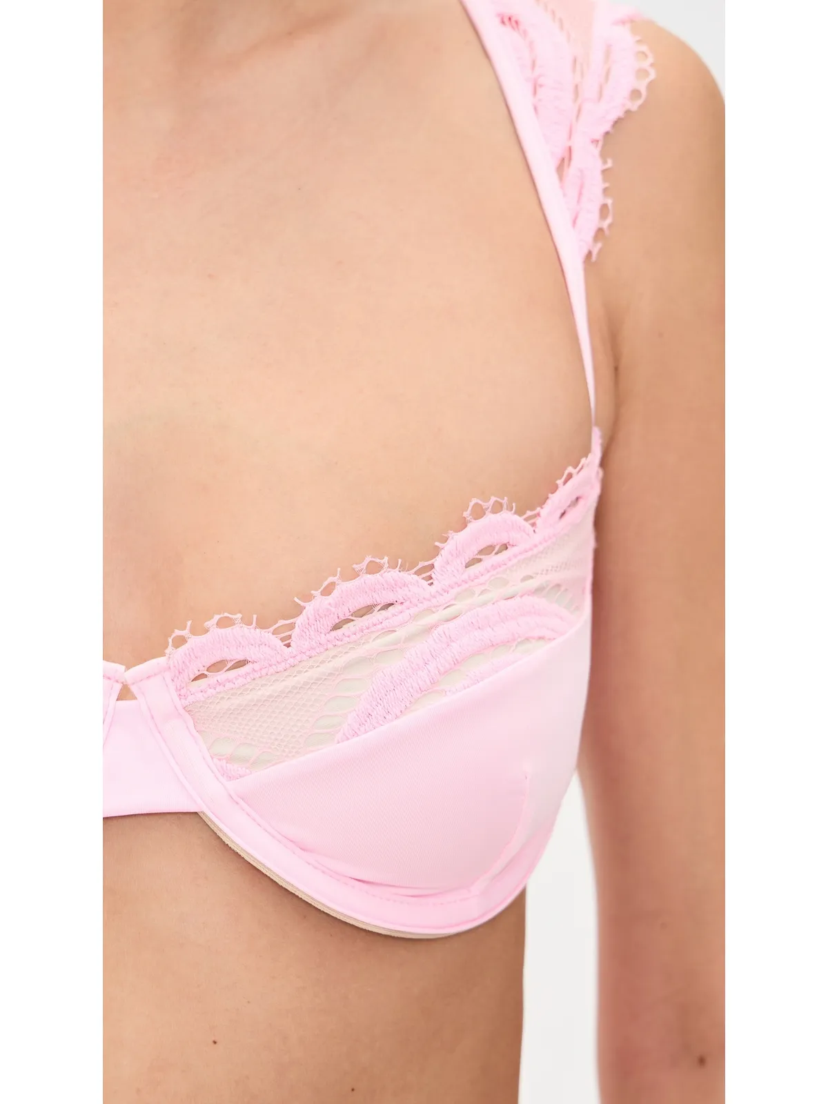 PQ Swim Gia レース アンダーワイヤー トップ ローズ - 画像6