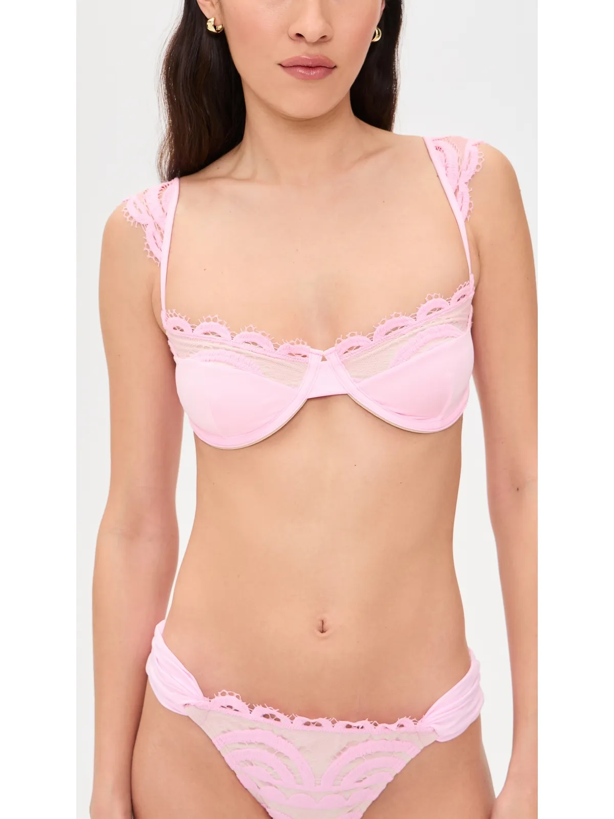 PQ Swim Gia レース アンダーワイヤー トップ ローズ - 画像2