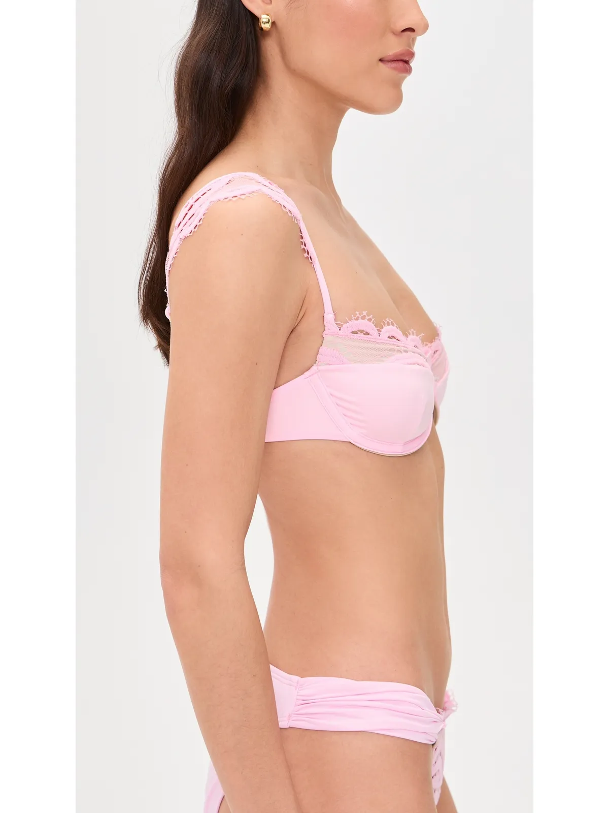PQ Swim Gia レース アンダーワイヤー トップ ローズ - 画像4