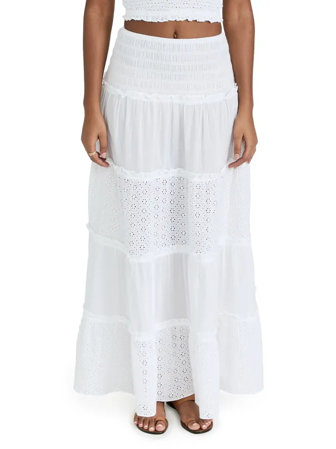 Playa Lucila Playa Lucila スモックドスカート ホワイトアイレットの商品画像