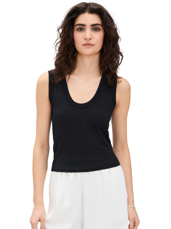 perfectwhitetee perfectwhitetee スクープネック タンクトップ（ブラック）の商品画像