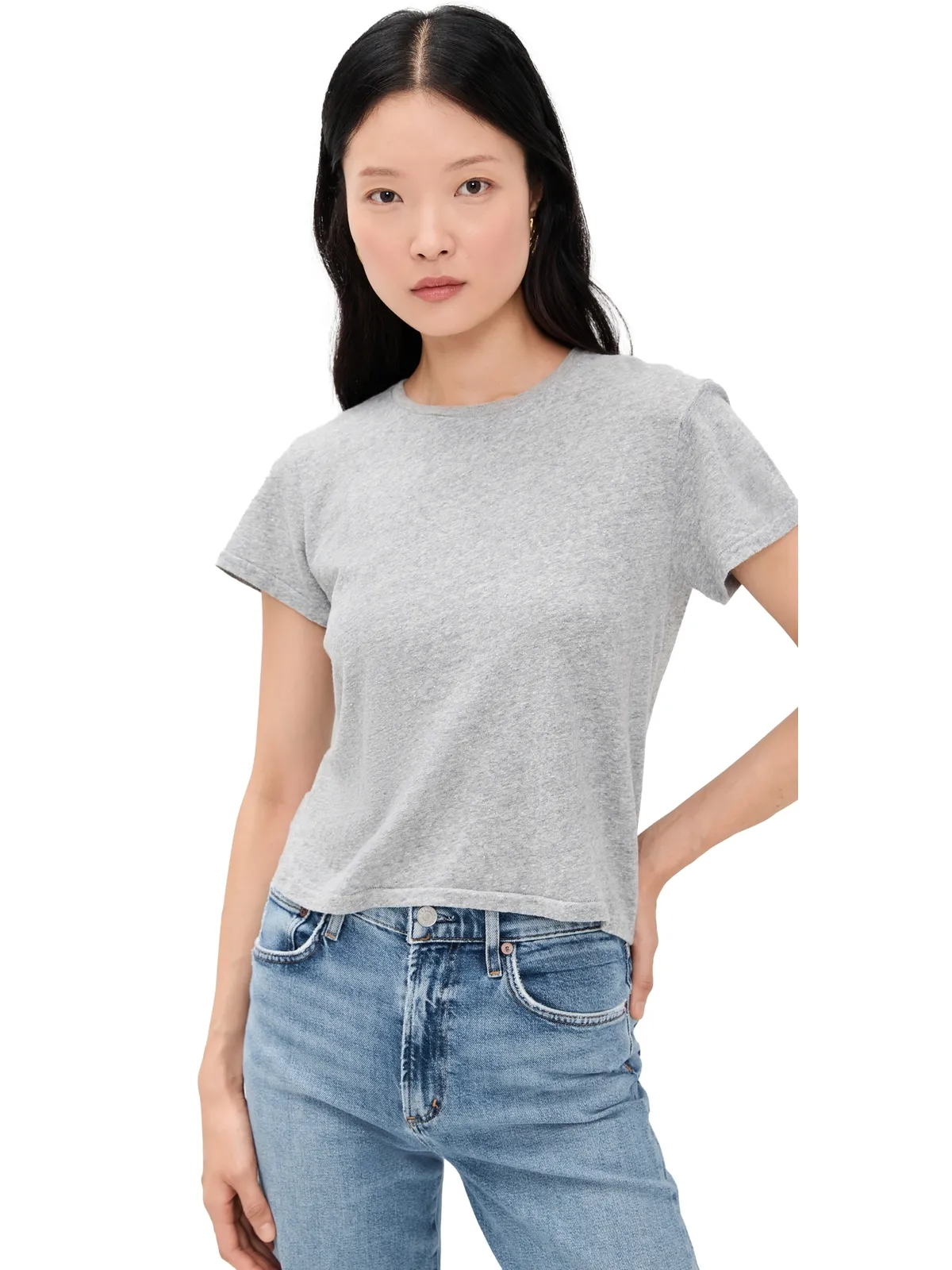 perfectwhitetee Lisa リサイクルコットン スリムTシャツ ヘザーグレー - 画像1