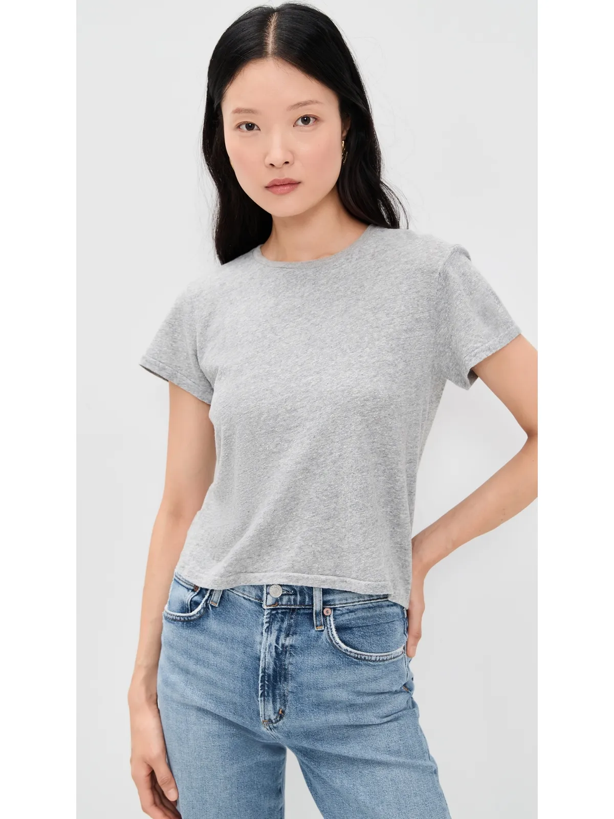 perfectwhitetee Lisa リサイクルコットン スリムTシャツ ヘザーグレー - 画像2