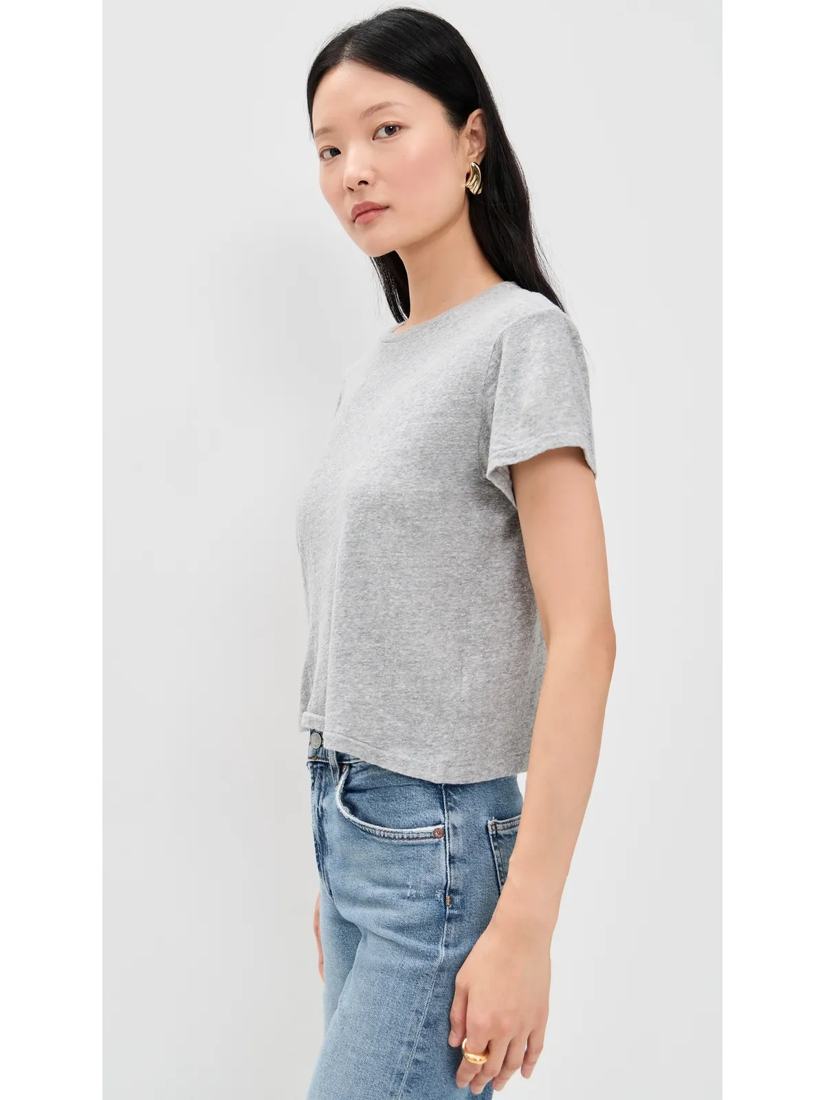 perfectwhitetee Lisa リサイクルコットン スリムTシャツ ヘザーグレー - 画像4