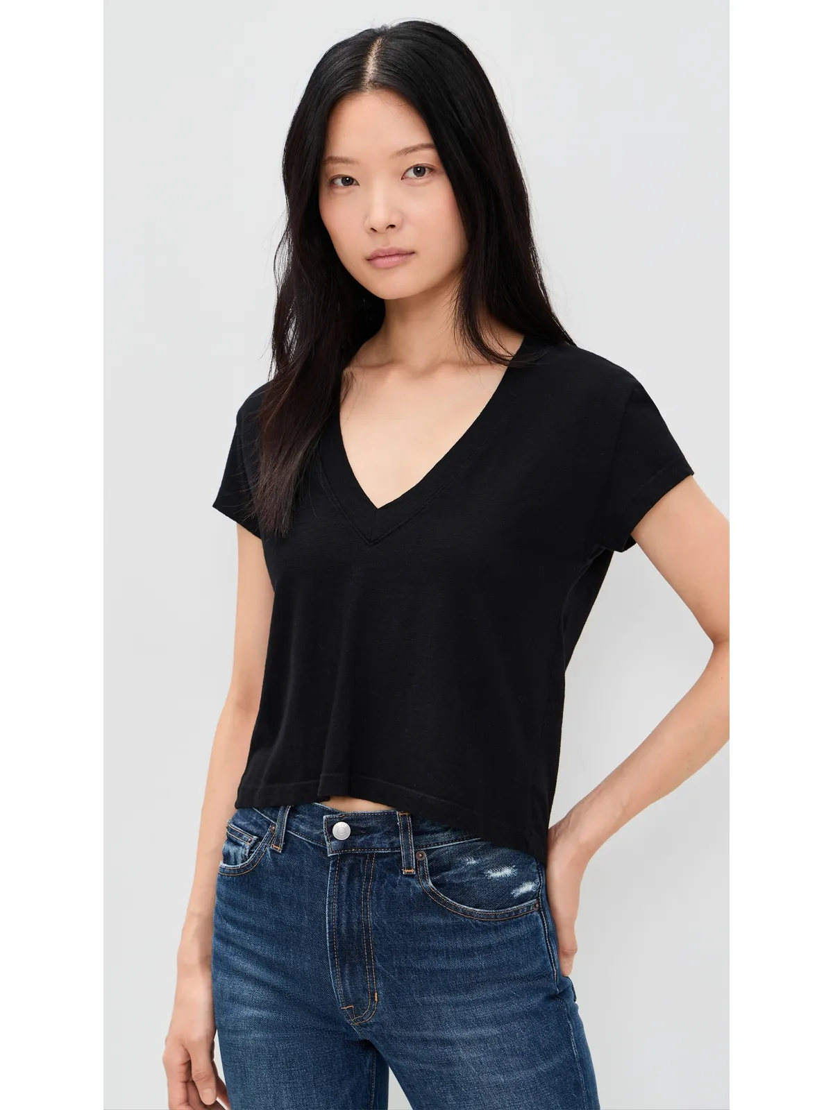 perfectwhitetee リサイクルコットンVネックTシャツ - 画像2