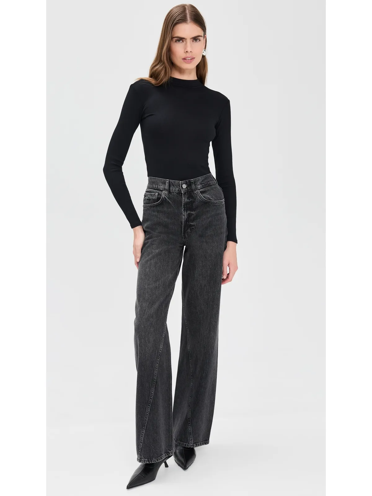 perfectwhitetee Lauryn Mock Neck Rib Long Sleeve Tee - 画像5