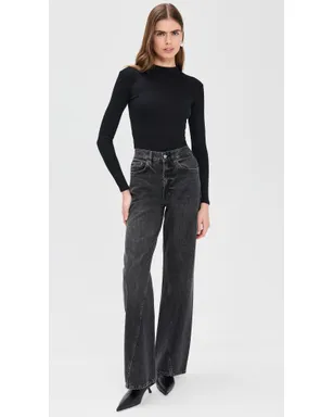 perfectwhitetee Lauryn Mock Neck Rib Long Sleeve Tee - サムネイル5