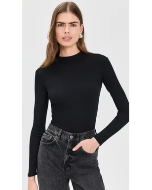 perfectwhitetee Lauryn Mock Neck Rib Long Sleeve Tee - サムネイル2