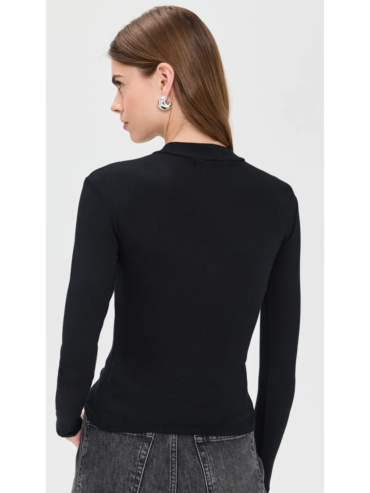 perfectwhitetee Lauryn Mock Neck Rib Long Sleeve Tee - 画像3