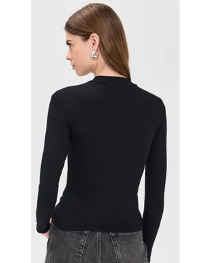 perfectwhitetee Lauryn Mock Neck Rib Long Sleeve Tee - サムネイル3