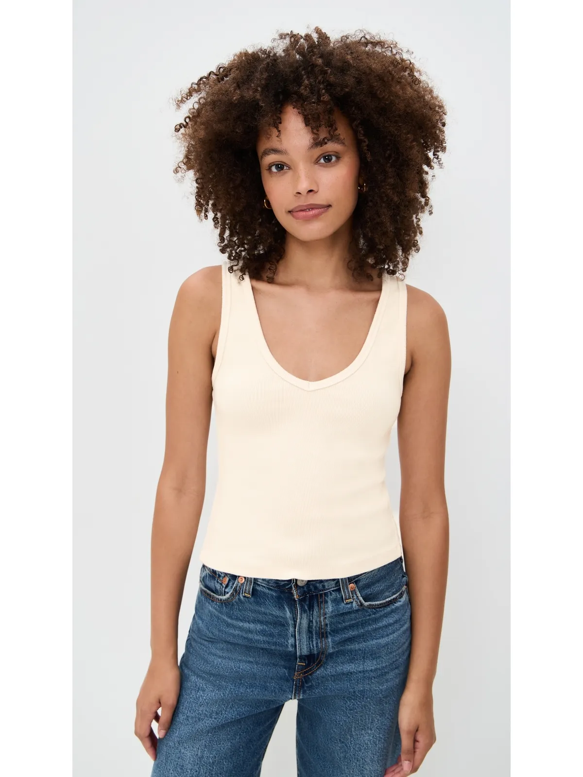 perfectwhitetee ストラクチャードリブVネックタンクトップ - 画像2